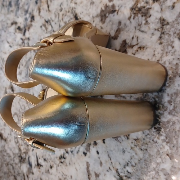 MICHAEL KORS RORY Gold Platform Dressy Open Toe Sandals SZ 9 - Picture 5 of 16